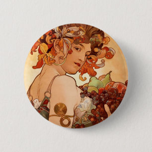 Alphonse Mucha - die Früchte Button