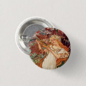 Alphonse Mucha, Die Jahreszeiten (1896) Frühling Button (Vorne & Hinten)