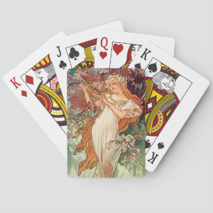 Alphonse Mucha, Die Jahreszeiten (1896) Frühling Spielkarten