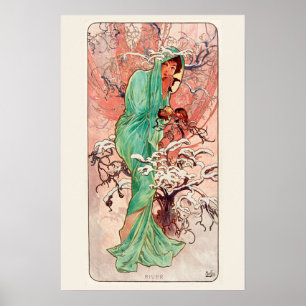 Alphonse Mucha, Die Jahreszeiten, Winter (1896) Poster