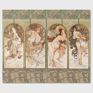 Alphonse Mucha Die vier Jahreszeiten 1897 Art Nouv Geschenkpapier