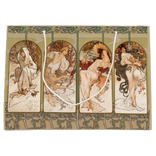 Alphonse Mucha Die vier Jahreszeiten 1897 Art Nouv Große Geschenktüte