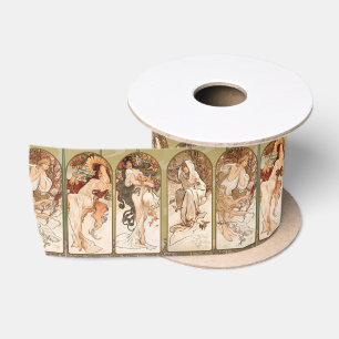 Alphonse Mucha Die vier Jahreszeiten 1897 Art Nouv Satinband