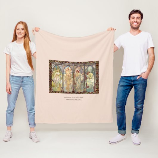 Alphonse Mucha - Die Zeiten des Tages Fleecedecke (Beispiel)