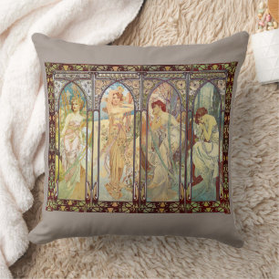 Alphonse Mucha - Die Zeiten des Tages Kissen
