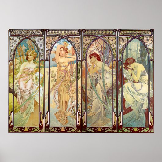 Alphonse Mucha - Die Zeiten des Tages Poster (Vorne)