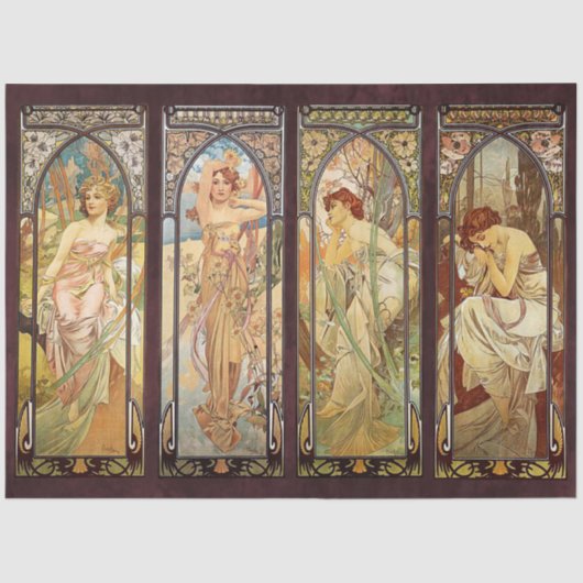 Alphonse Mucha, Die Zeiten des Tages Seidenpapier (Vorderseite)