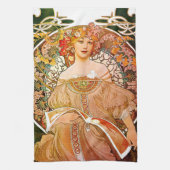 Alphonse Mucha Dreaming (Reverie) Geschirrtuch (Vertikal)
