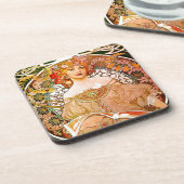 Alphonse Mucha Dreaming (Reverie) Getränkeuntersetzer (Linke Seite)