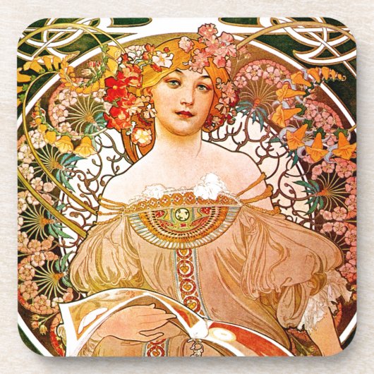 Alphonse Mucha Dreaming (Reverie) Getränkeuntersetzer (Vorderseite)