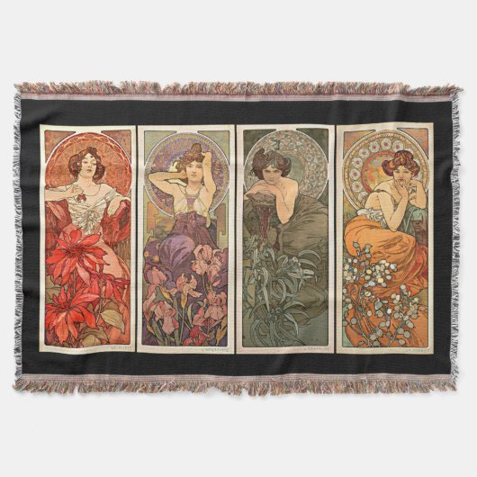 Alphonse Mucha Edelsteine Teppiche Decke (Vorderseite)