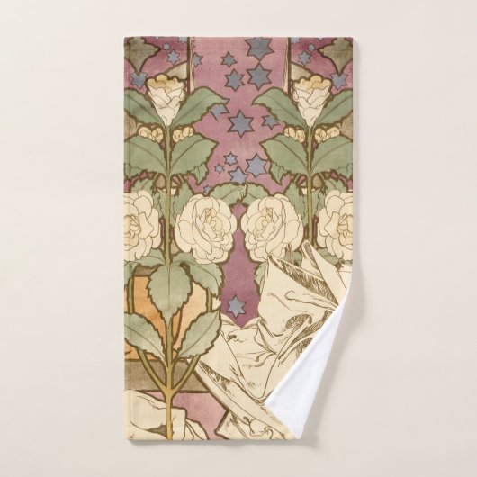 Alphonse Mucha Elegant Art Nouveau Stars Camellia  Badhandtuch Set (Handtuch)