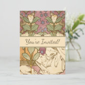 Alphonse Mucha Elegant Art Nouveau Stars Camellia  Einladung (Stehend Vorderseite)