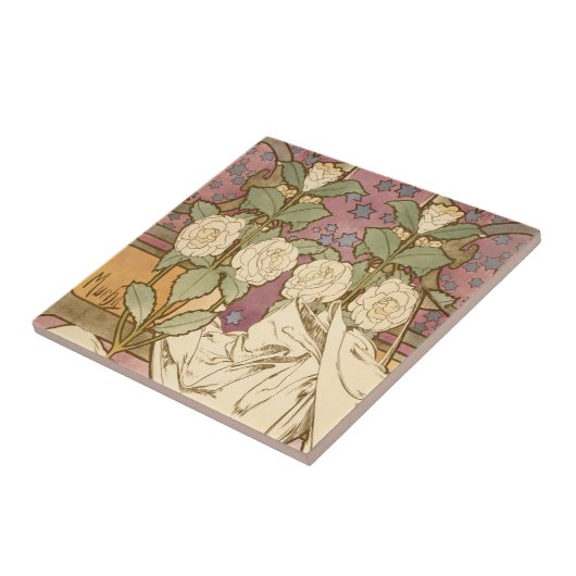 Alphonse Mucha Elegant Art Nouveau Stars Camellia Fliese (Seite)