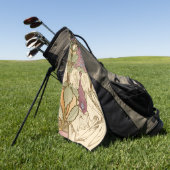 Alphonse Mucha Elegant Art Nouveau Stars Camellia Golfhandtuch (Gras)