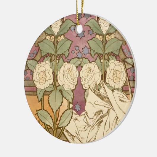 Alphonse Mucha Elegant Art Nouveau Stars Camellia Keramik Ornament (Links)