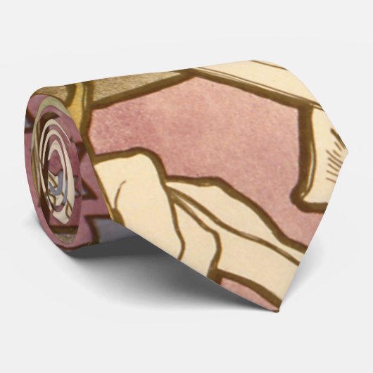 Alphonse Mucha Elegant Art Nouveau Stars Camellia Krawatte (Gerollt)