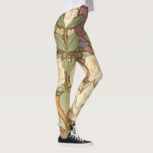 Alphonse Mucha Elegant Art Nouveau Stars Camellia  Leggings (Rechts)