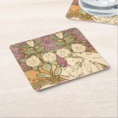 Alphonse Mucha Elegant Art Nouveau Stars Camellia  Rechteckiger Pappuntersetzer (angewinkelt)