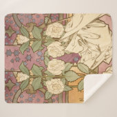 Alphonse Mucha Elegant Art Nouveau Stars Camellia  Sherpadecke (Vorderseite (Horizontal))