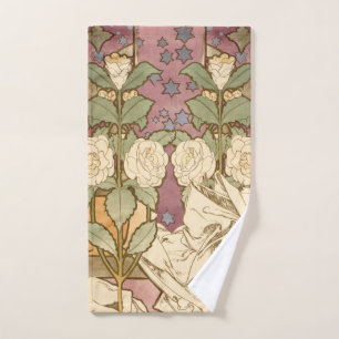 Alphonse Mucha Elegante Art Nouveau Sterne Kamelie Badhandtuch Set