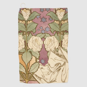 Alphonse Mucha Elegante Art Nouveau Sterne Kamelie Golfhandtuch