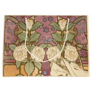 Alphonse Mucha Elegante Art Nouveau Sterne Kamelie Große Geschenktüte