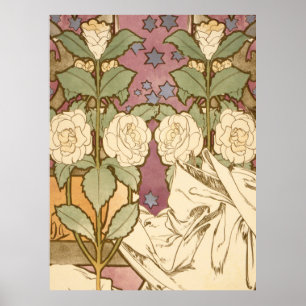 Alphonse Mucha Elegante Art Nouveau Sterne Kamelie Poster