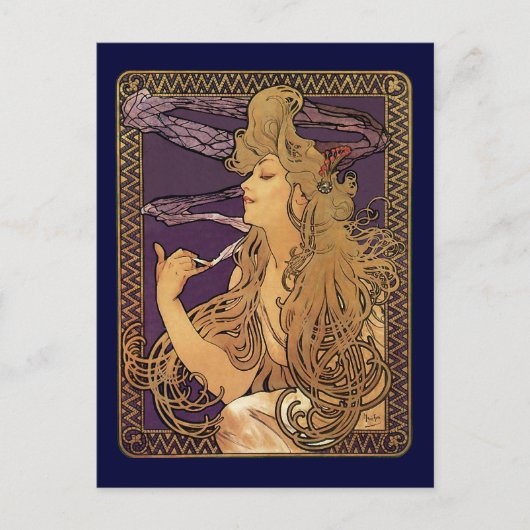 Alphonse Mucha Elegantes Rauchen Postkarte (Vorderseite)