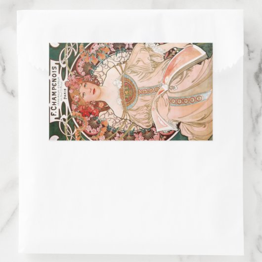 Alphonse Mucha F. Champenois Rechteckiger Aufkleber (Tasche)