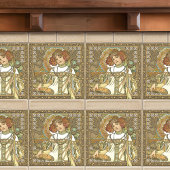 Alphonse Mucha Fall Seasons Jugendstil Vintag Fliese