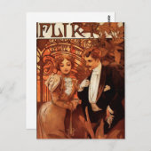 Alphonse Mucha Flirt Postcard Postkarte (Vorne/Hinten)