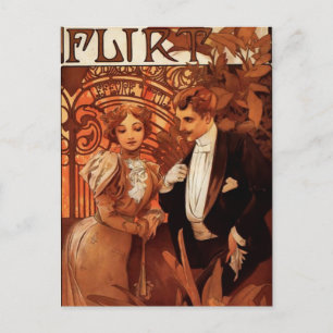 Alphonse Mucha Flirt Postcard Postkarte