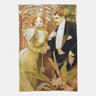 Alphonse Mucha Flirt Vintag Romantik Art Nouveau Geschirrtuch