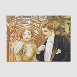 Alphonse Mucha Flirt Vintag Romantik Art Nouveau Seidenpapier