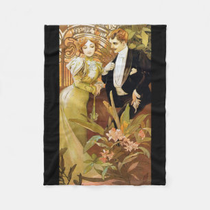 Alphonse Mucha Flirt Vintage Romantische Kunst Neu Fleecedecke