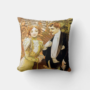 Alphonse Mucha Flirt Vintage Romantische Kunst Neu Kissen