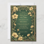 Alphonse Mucha Floral Opulence Gold Frame Wedding Einladung (Vorderseite)