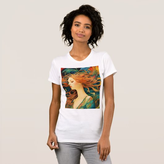 Alphonse Mucha "Flowing Redhead" T-Shirt (Vorne ganz)
