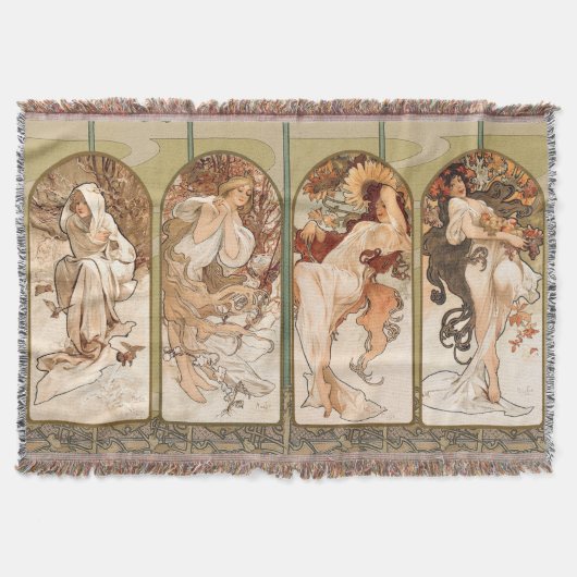 Alphonse Mucha Four Seasons 1897 Art Nouveau Panel Decke (Vorderseite)