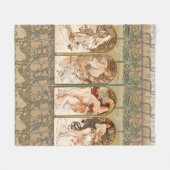 Alphonse Mucha Four Seasons 1897 Art Nouveau Panel Fleecedecke (Vorderseite (Horizontal))