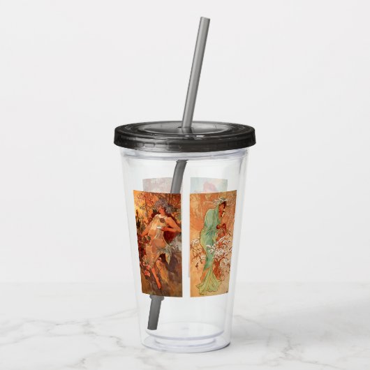 Alphonse Mucha, Four Seasons Acryltrinkbecher (Rückseite)