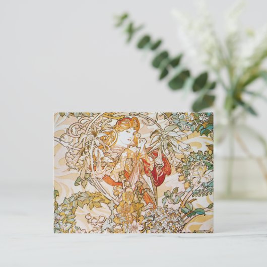 Alphonse Mucha - Frau mit Daisy Postkarte (Stehend Vorderseite)