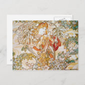 Alphonse Mucha - Frau mit Daisy Postkarte (Vorne/Hinten)