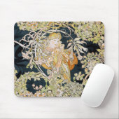 Alphonse Mucha, "Frau mit einer Daisy" Mousepad (Mit Mouse)