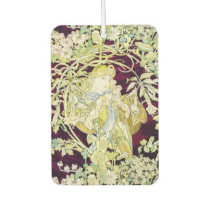 Alphonse Mucha Frau mit Gänseblümchen Art Nouveau  Autolufterfrischer
