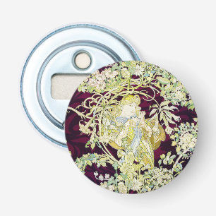 Alphonse Mucha Frau mit Gänseblümchen Art Nouveau Flaschenöffner