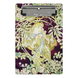 Alphonse Mucha Frau mit Gänseblümchen Art Nouveau  Mini Klemmbrett