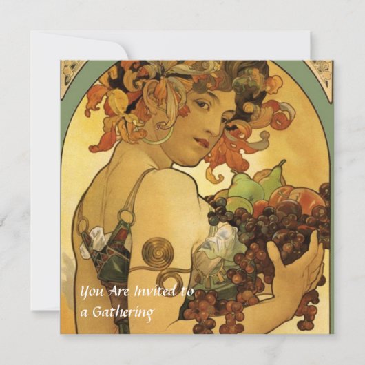 Alphonse Mucha Fruchtmalerei Einladung (Vorderseite)