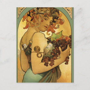 Alphonse Mucha Fruchtmalerei Postkarte
